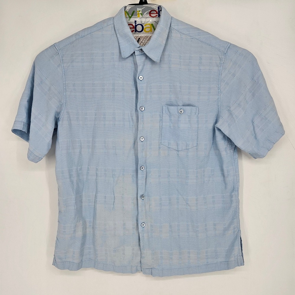 Tori Richard Shirt Mens 2XL Button Up Silk Cotton Short Sleeve Jacquard FLAWS